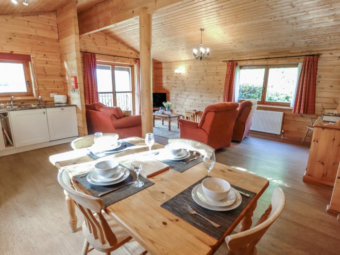 Little Owl Lodge, Bardney, open-plan, pet-friendly, hot tub, enclosed decking, wooded forest setting