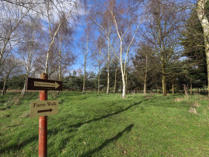 Kingfisher Lodge in Stainfield, Lincolnshire, sleeps six guests in three bedrooms. Two dogs, hot tub