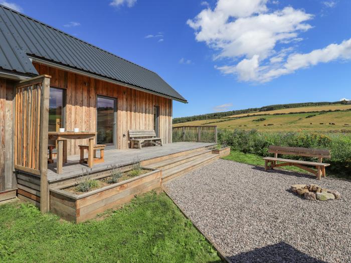 Easter Blervie, rests near Forres, Moray. One-bedroom, eco-friendly lodge. Ideal for couples. Rural.