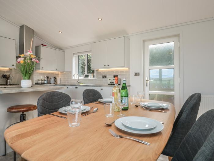 Bluebell Lodge is near Dartmouth, Devon. Two-bedroom lodge with countryside views. Stylish