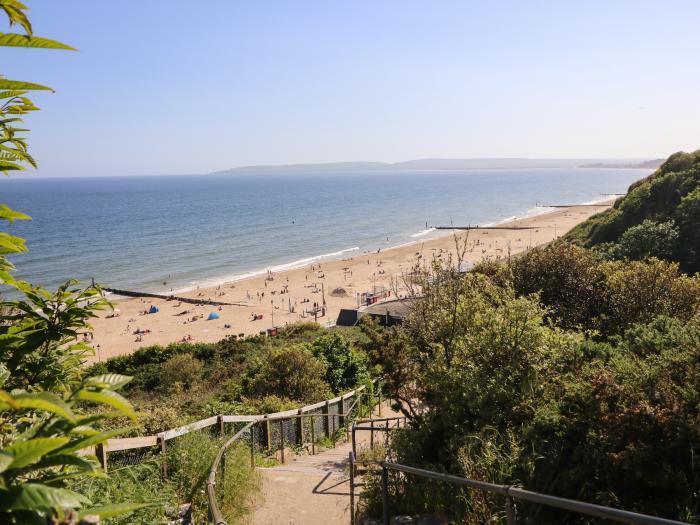 The Pines in Bournemouth in Dorset. First-floor apartment with woodland and sea views. Two bedrooms.
