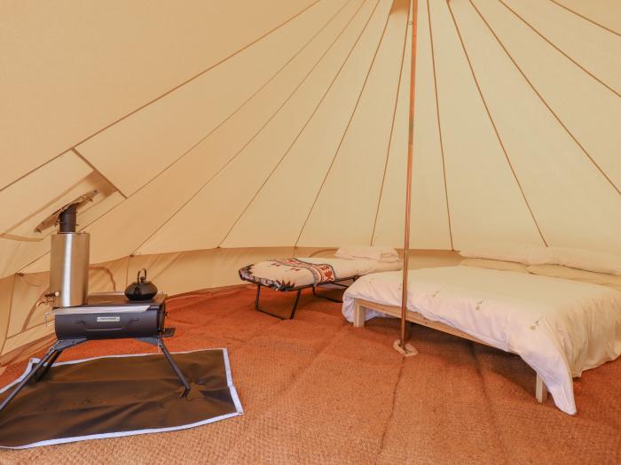 Bell Tent 2, Aldeburgh, Suffolk. Set on working farm, pet and child-friendly, decking with barbecue.