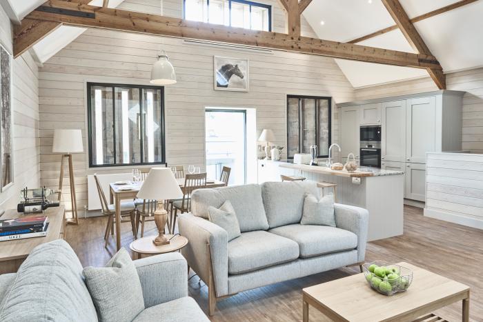 The Hayloft in Humshaugh, Northumberland. Two-bedroom apartment with access to on-site spa. Stylish.