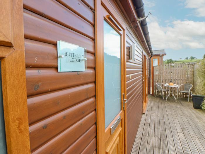 Butterfly Lodge, near Catterick, North Yorkshire. Two-bed lodge with hot tub and pet-friendly garden