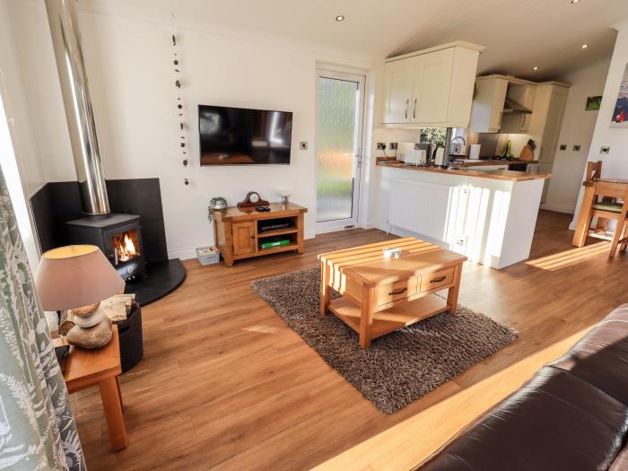 Pippin Lodge near Cartmel, Cumbria. One-bedroom lodge, ideal for couples. Pet-friendly. Contemporary