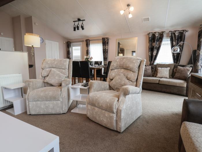 Evergreen Pines near Scarborough, North Yorkshire. Two-bed lodge with on-site facilities, near beach