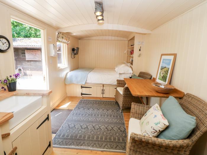 Shepherd's Hut is in Castleton, in Peak District. Pet-free. Woodburning stove. Near a National Park.